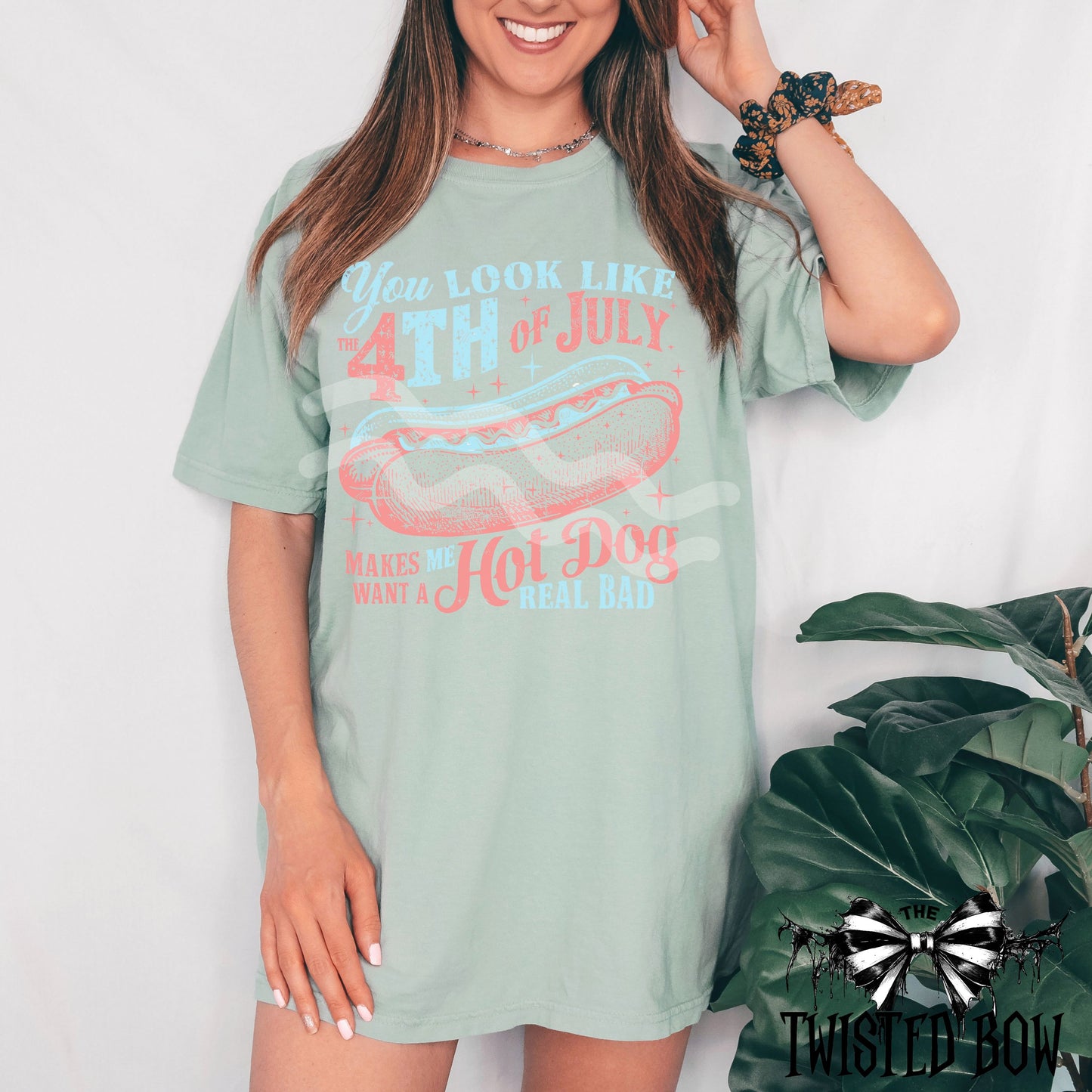 4th of July Hot Dog T-Shirt | Vintage Washed Tee