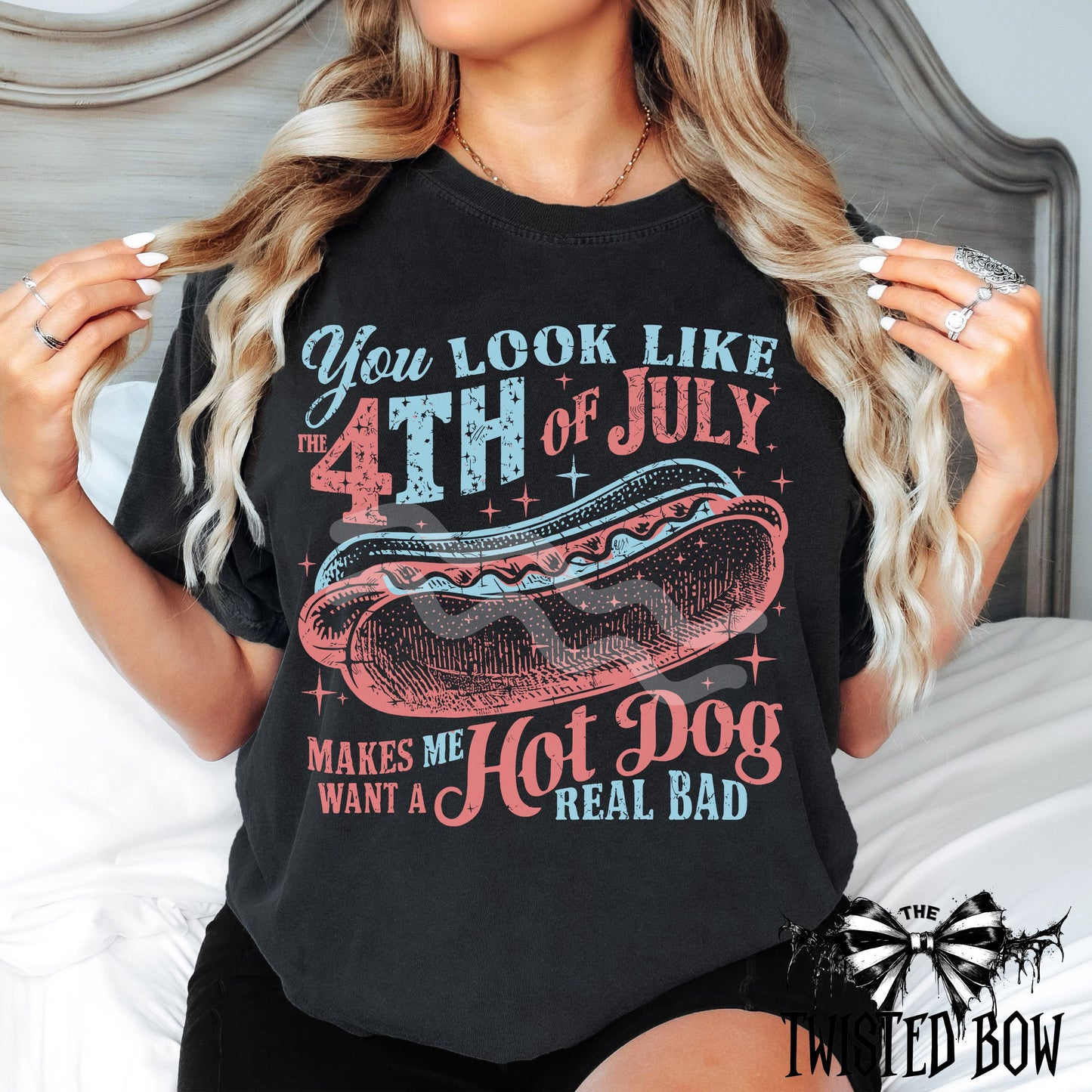 4th of July Hot Dog T-Shirt | Vintage Washed Tee