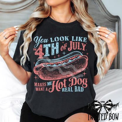 4th of July Hot Dog T-Shirt | Vintage Washed Tee