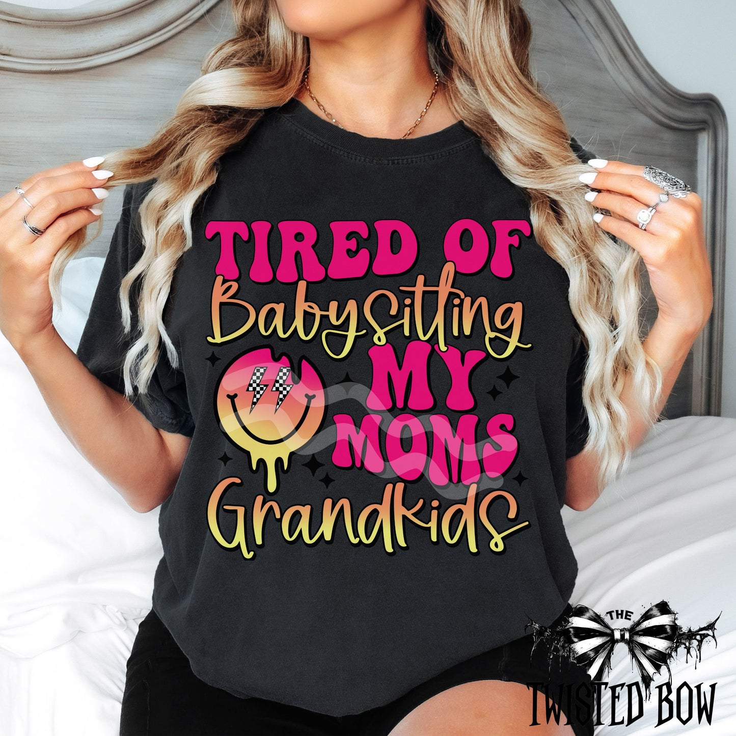 Funny Tired of Babysitting T-Shirt for Grandparents | Vintage Washed Tee