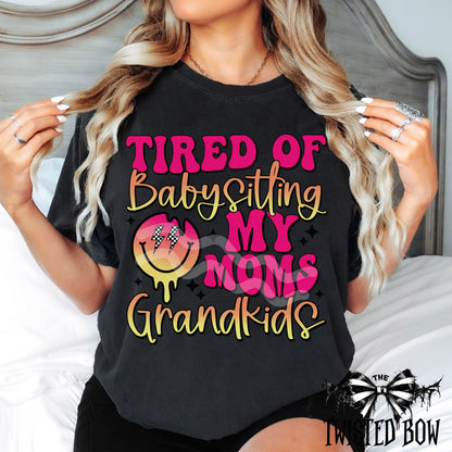 Funny Tired of Babysitting T-Shirt for Grandparents | Vintage Washed Tee