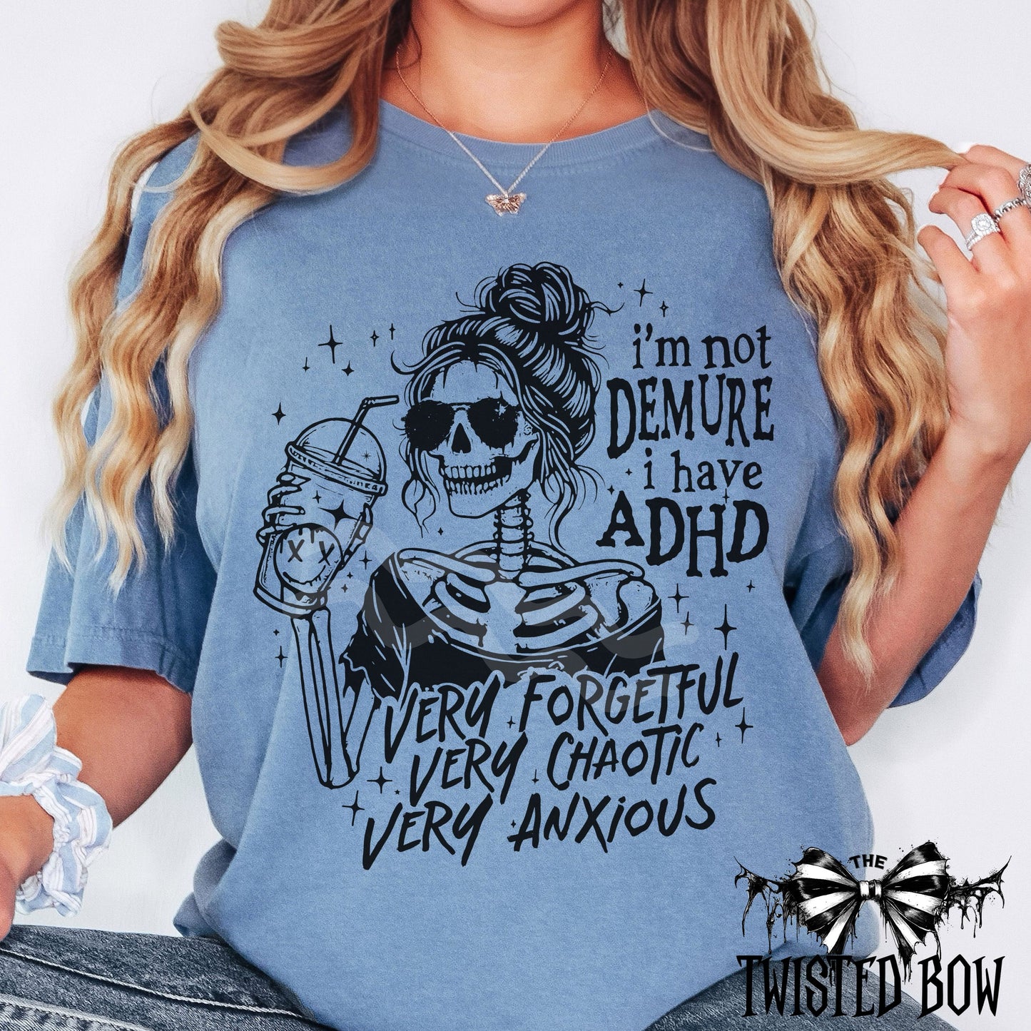 Funny ADHD Skeleton Shirt | Vintage Washed Tee