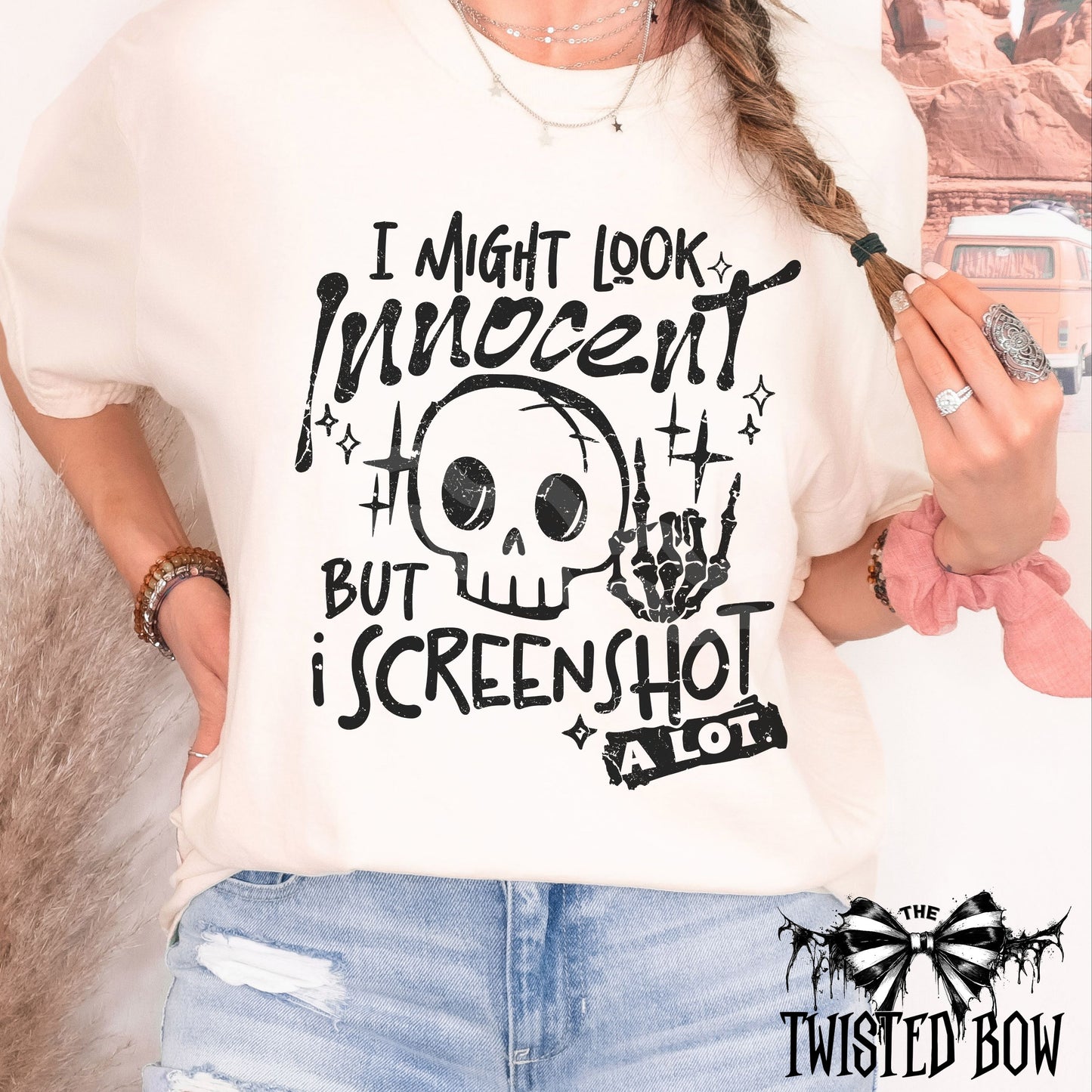 'I Might Look Innocent But I Screenshot A Lot' Shirt | Vintage Washed Tee