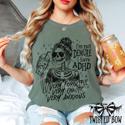 Funny ADHD Skeleton Shirt | Vintage Washed Tee