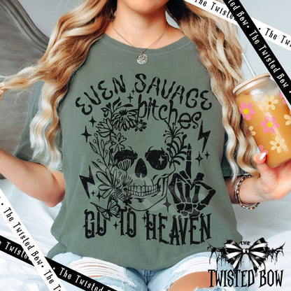 Savage Bitches Skull Shirt | Vintage Washed Tee