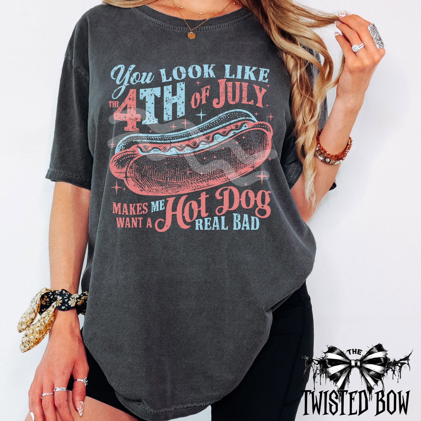 4th of July Hot Dog T-Shirt | Vintage Washed Tee