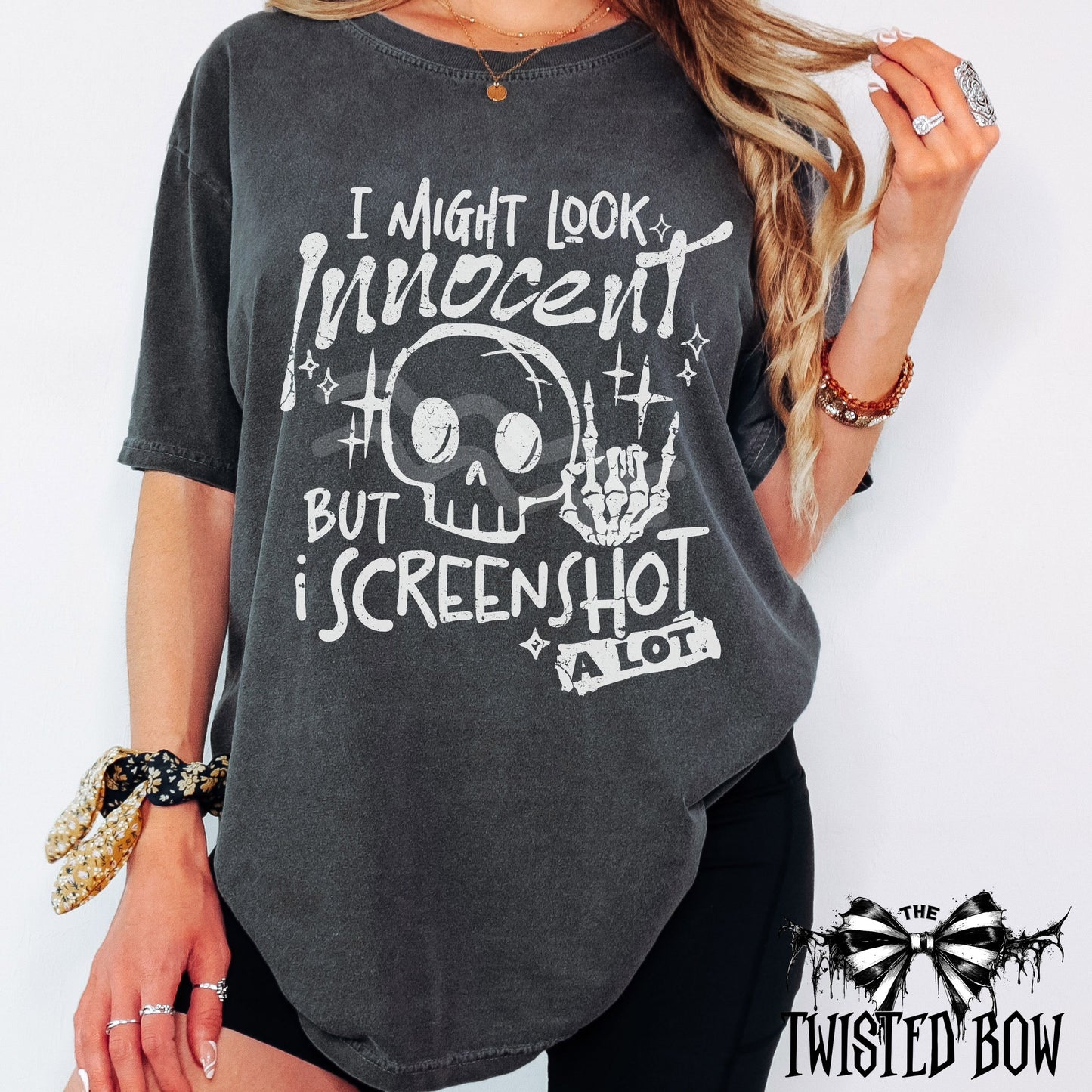 'I Might Look Innocent But I Screenshot A Lot' Shirt | Vintage Washed Tee