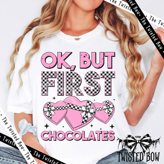 OK But First Chocolates Shirt | Vintage Washed Tee